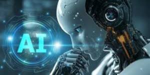 IMAGE SHOWN A ROBOT THINKING ABOUT AI . THAT WANT TO HELP IMAKING  Online Presence in The Ai era 